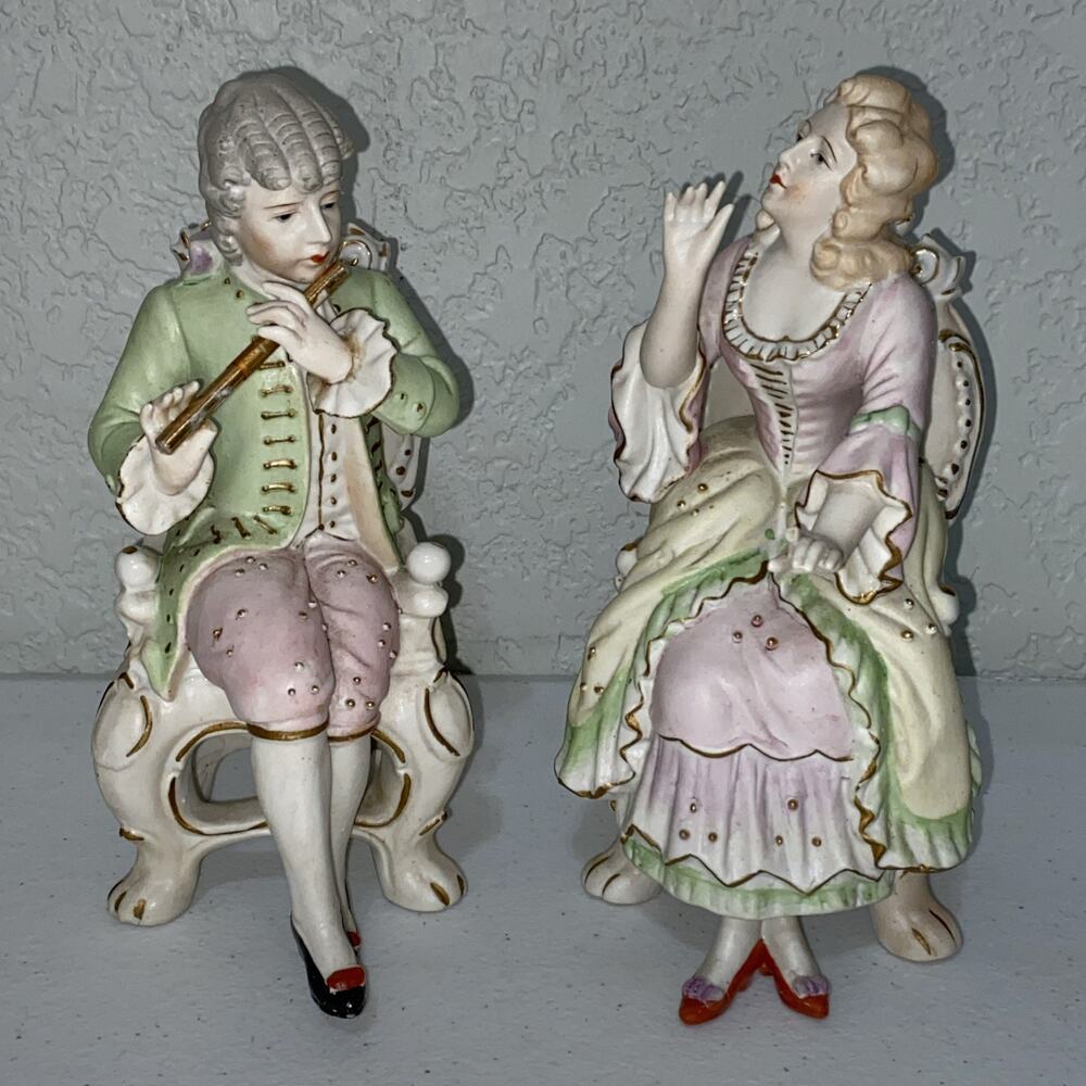 Andrea by Sadek Handpainted Porcelain Figurine Man Woman Set Occupied Japan READ